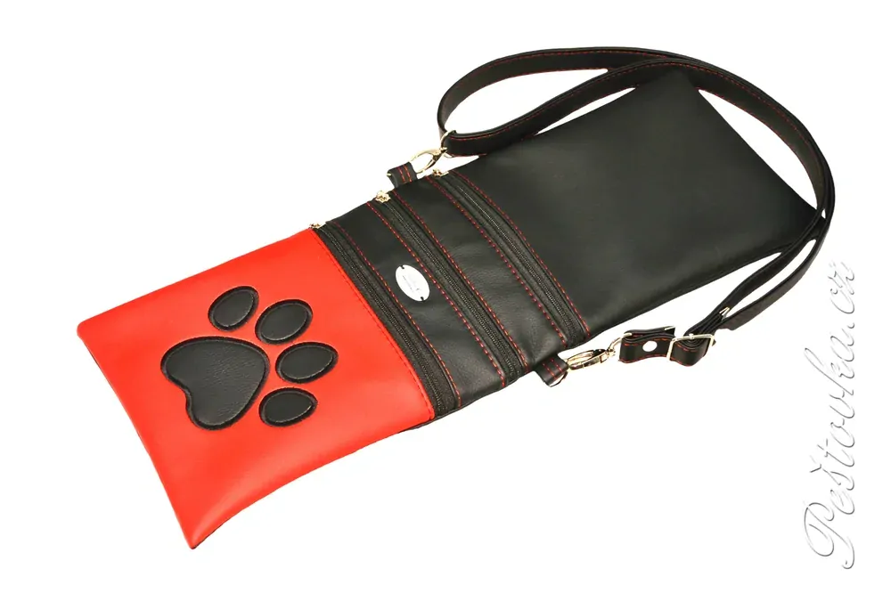 Peštovka - kabelka Tea *červeno-černá s tlapkou*