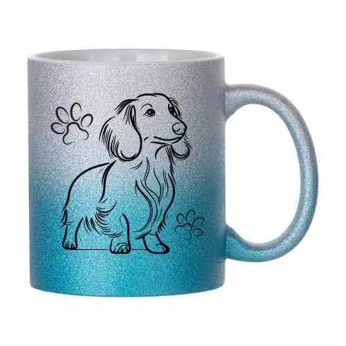 Hrnek třpytivý 330 ml A+ *JEZEVČÍK DLOUHOSRSTÝ*