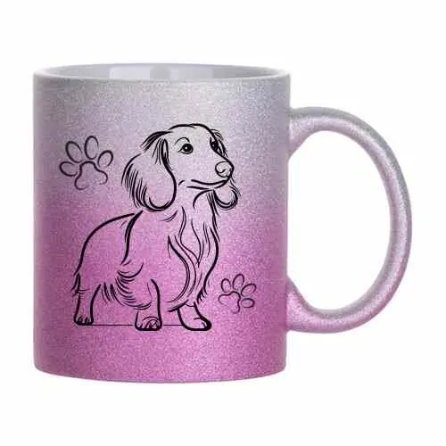 Hrnek třpytivý 330 ml A+ *JEZEVČÍK DLOUHOSRSTÝ*