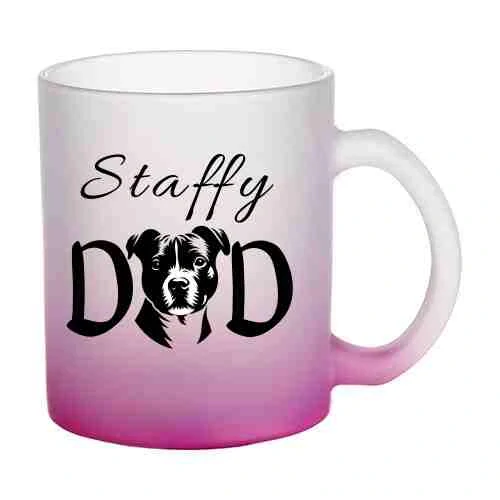 Hrnek skleněný MATNÝ 330 ml A+ barevný gradient *STAFFY DAD*