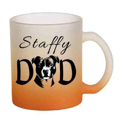 Hrnek skleněný MATNÝ 330 ml A+ barevný gradient *STAFFY DAD*