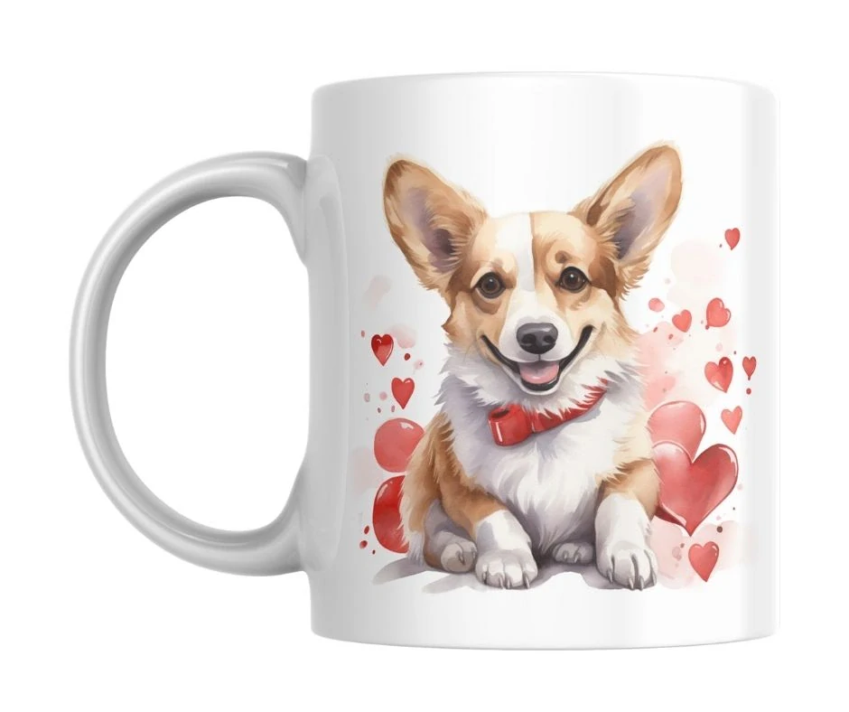 Hrnek bílý 330 ml *Valentýn - WELSH CORGI*