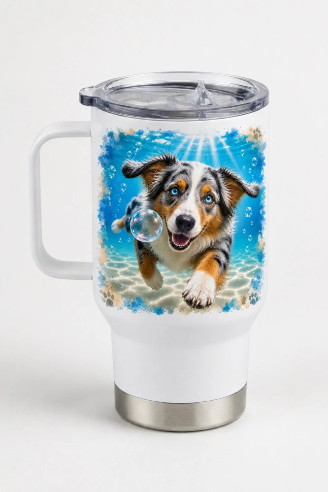 Peštovka Cestovní hrnek 450ml *BUBBLE DOG- australský občák*