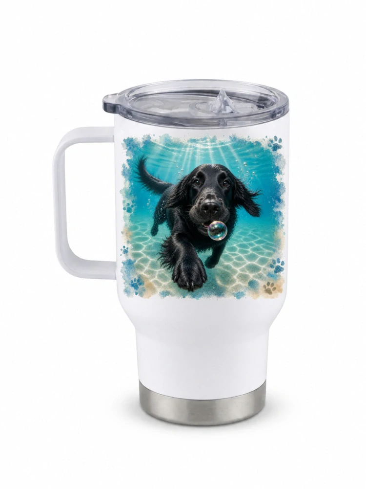 Cestovní hrnek 450ml *BUBBLE DOG - FLAT-COATED RETRIEVER*