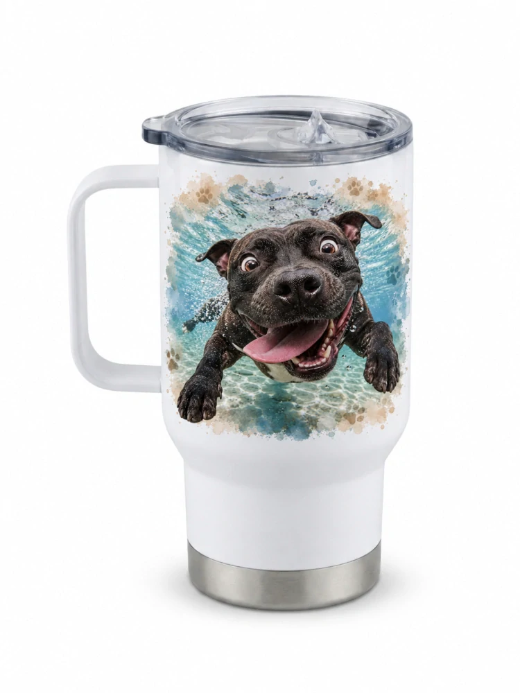Peštovka Cestovní hrnek 450ml *BUBBLE DOG - STAFFBULL *