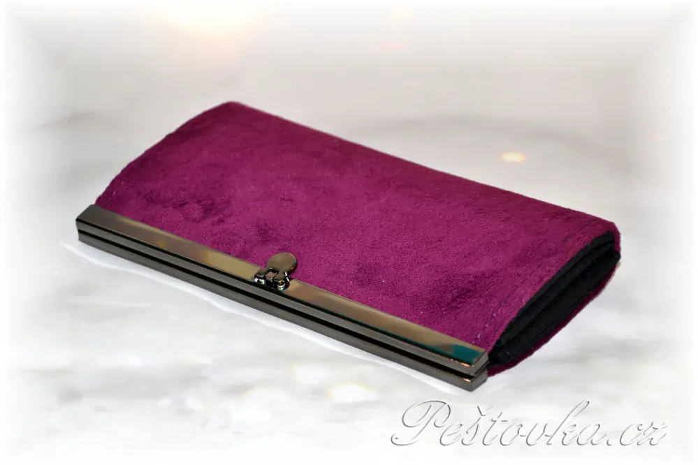 rámečková peněženka 19cm Peštovka *fialová broušená koženka*