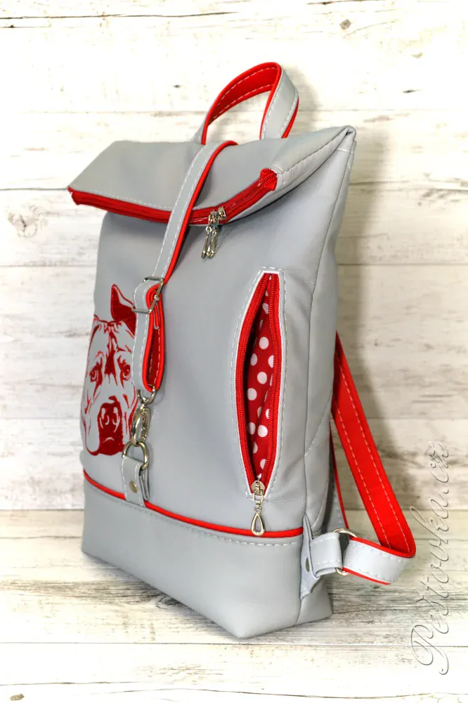 Peštovka Překlápěcí batoh Lucas *staford* šedý s červenou
