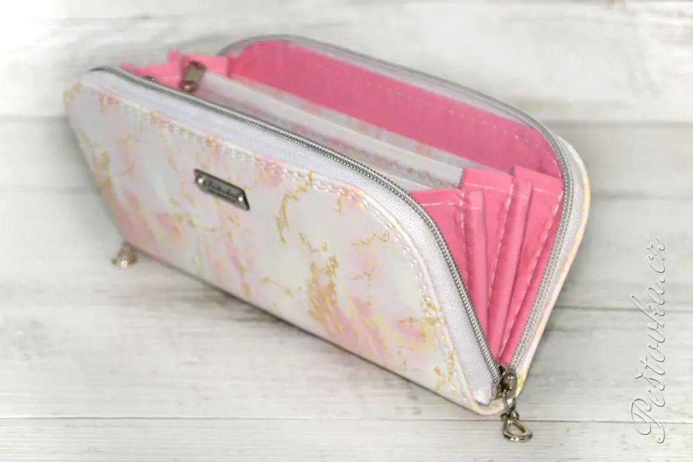 Peštovka Zipová peněženka *růžovo-zlatý marble*