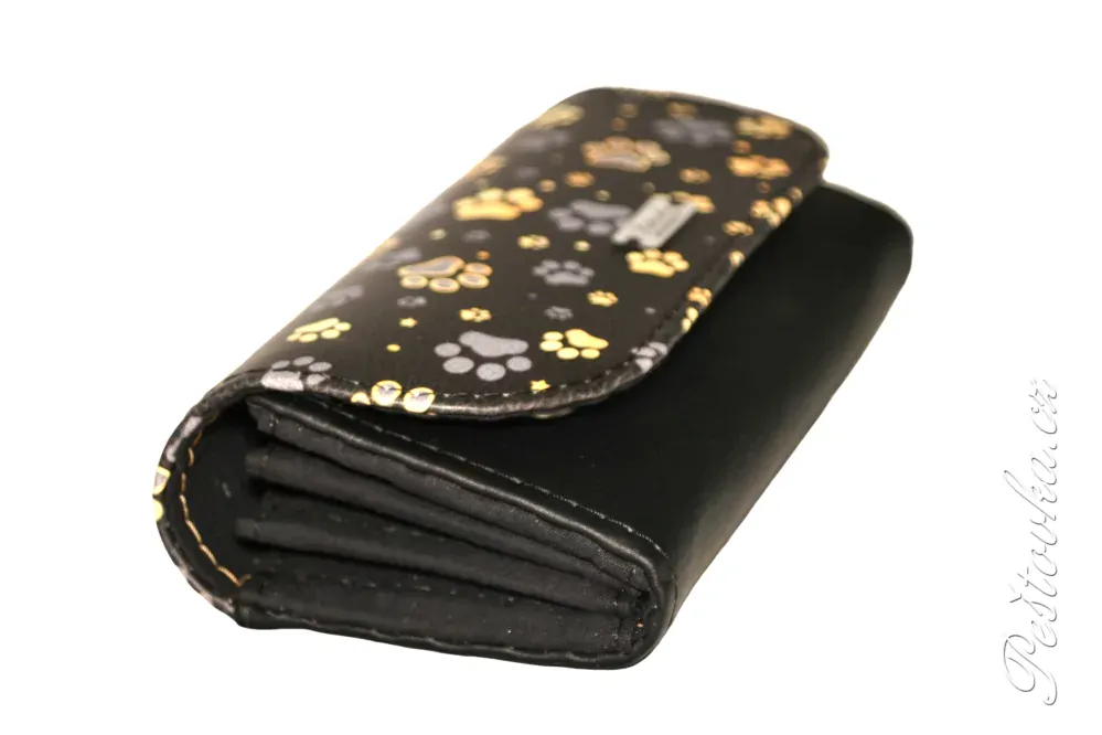 Peštovka Dámská elegantní peněženka zlatošedé tlapky s černou