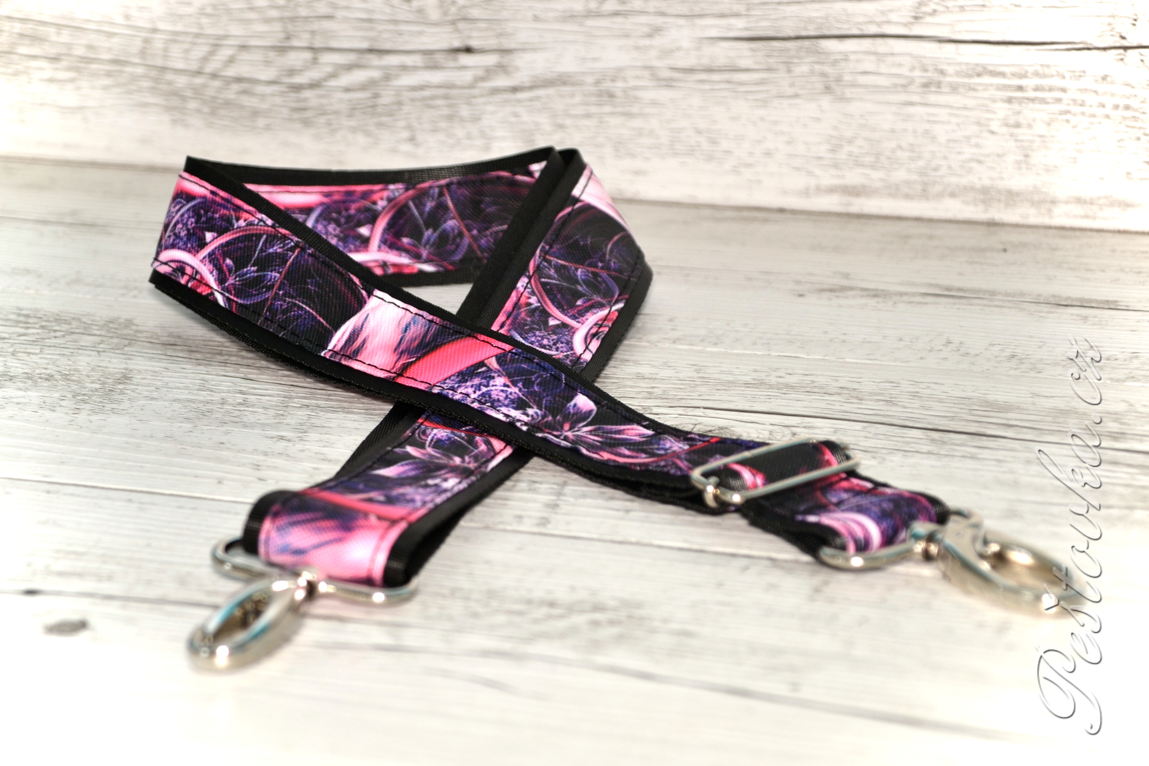 Peštovka - Náhradní barevný popruh ke kabelce * Růžové fraktály*