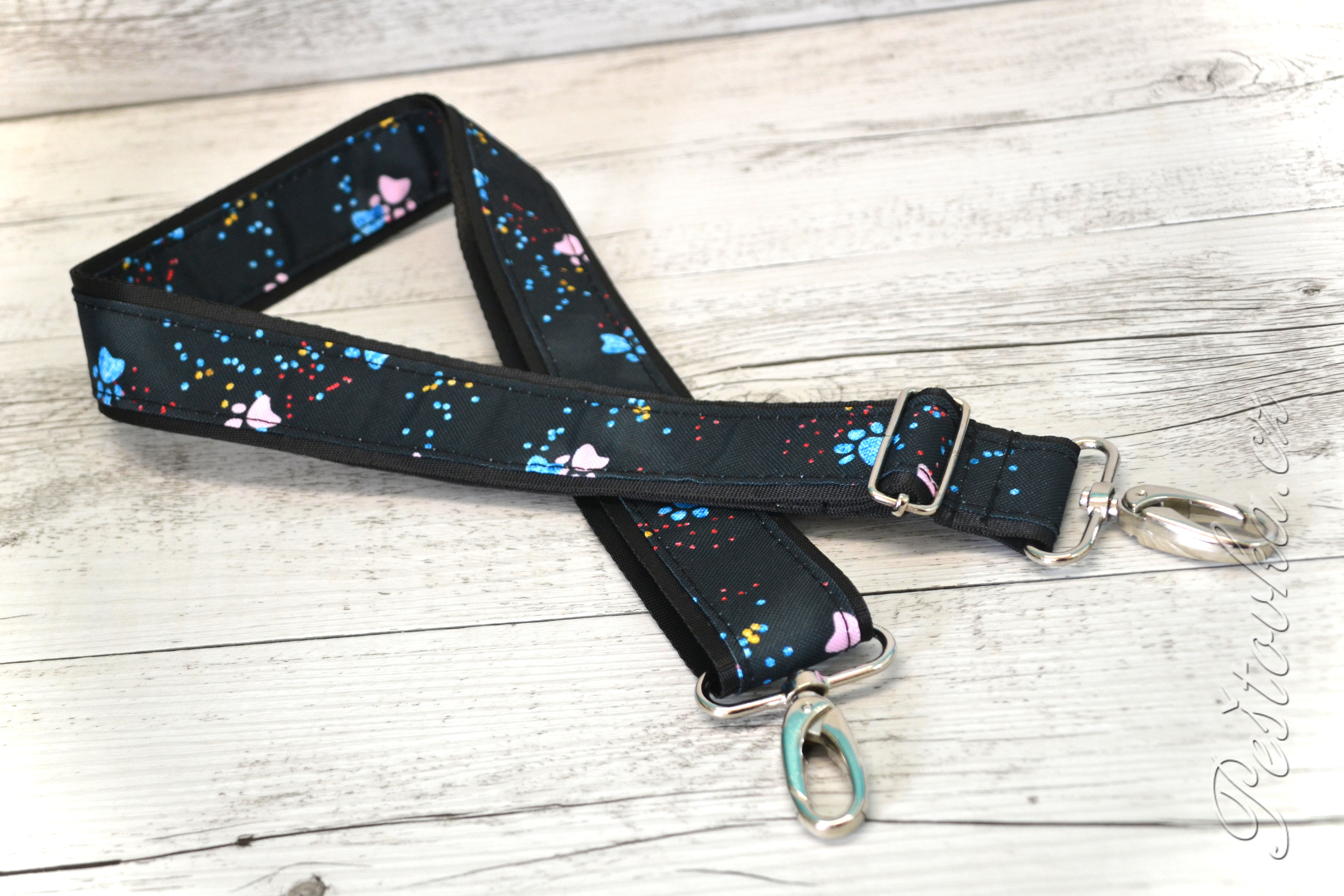 Peštovka - Náhradní barevný popruh ke kabelce * modro-růžové tlapky*