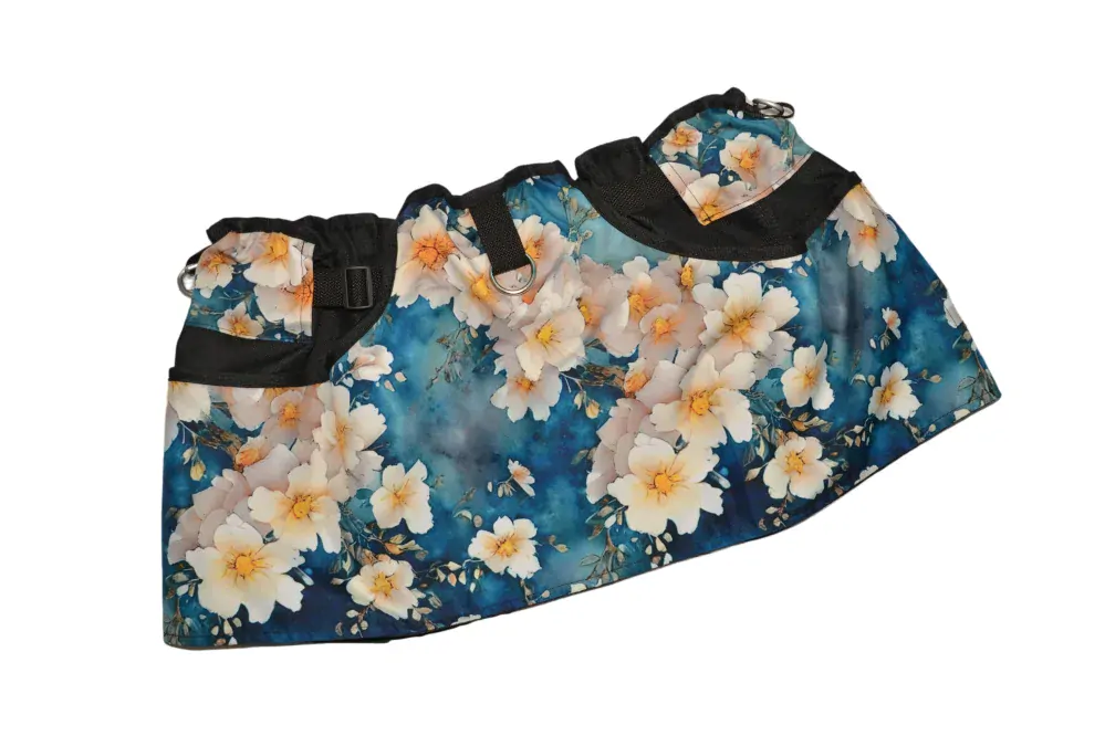 Peštovka Výcviková sukně *bílé květy na modré*