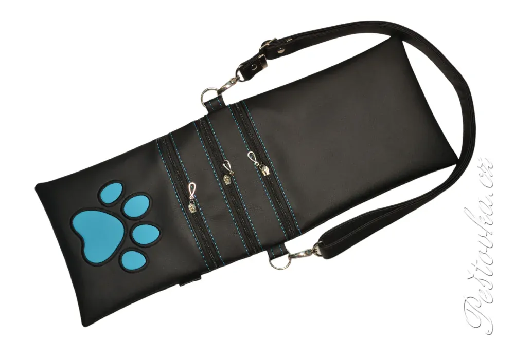 Peštovka - kabelka Tea *černo-modrá s tlapkou*