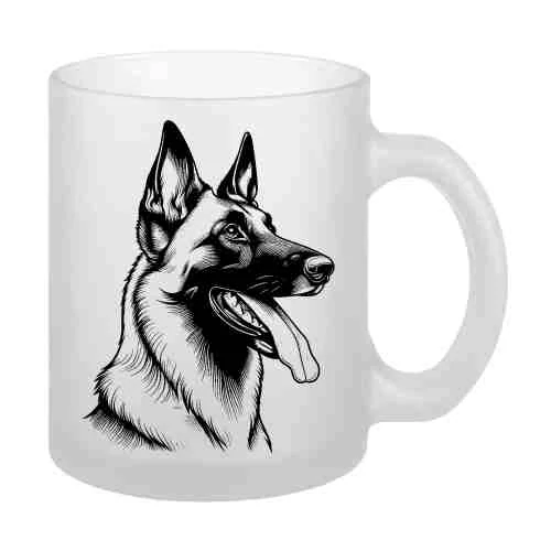 Hrnek skleněný MATNÝ 330 ml A+ barevný gradient *BELGIAN MALINOIS*