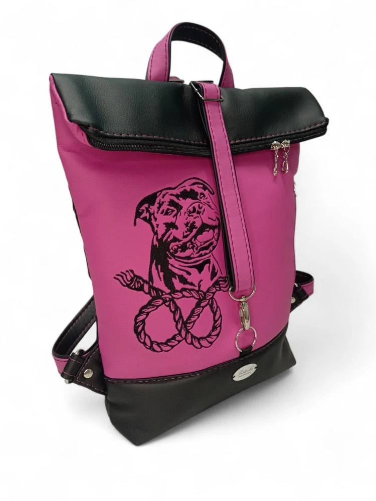 Peštovka - překlápěcí batoh Lucas LIMITED *černo-růžový*