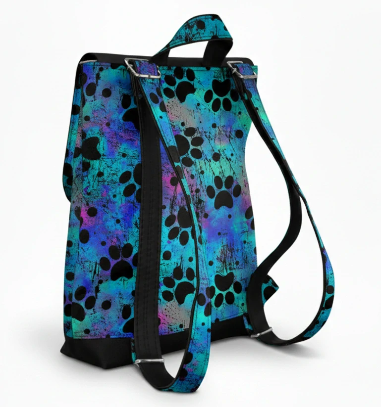 Peštovka městský batoh CITY BAG *tlapky na modré duhové*
