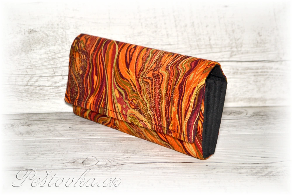 Peštovka Dámská peněženka ručně šitá *oranžový zlatotisk*