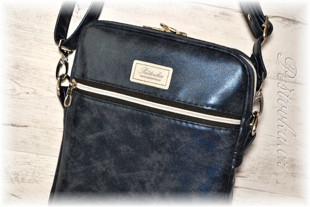 Peštovka pánská crossbody Oskar *černo-modrá metalická*
