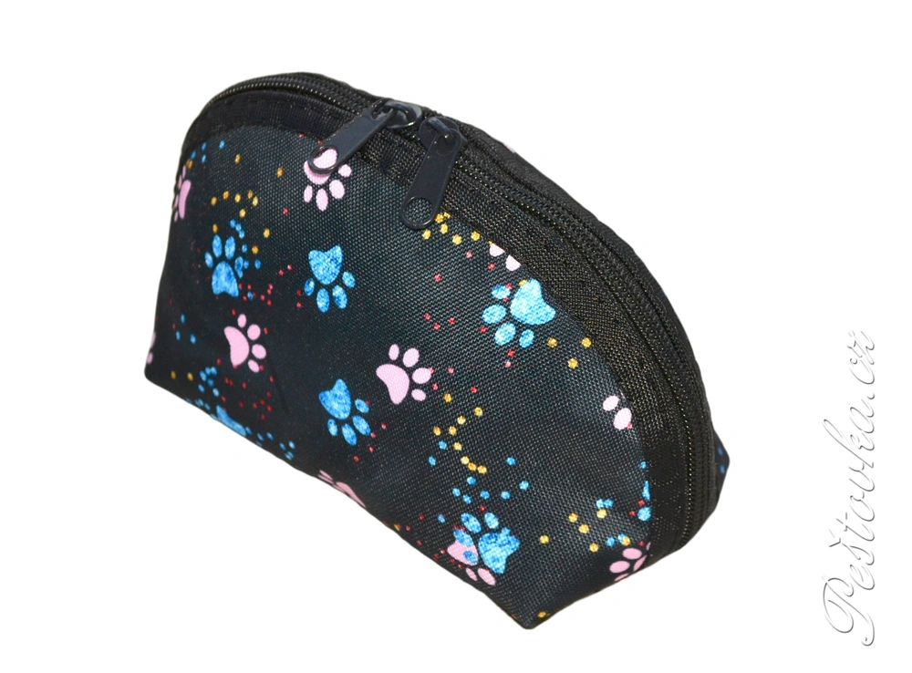 Peštovka kosmetická taštička RONDA *modro-růžové tlapky*
