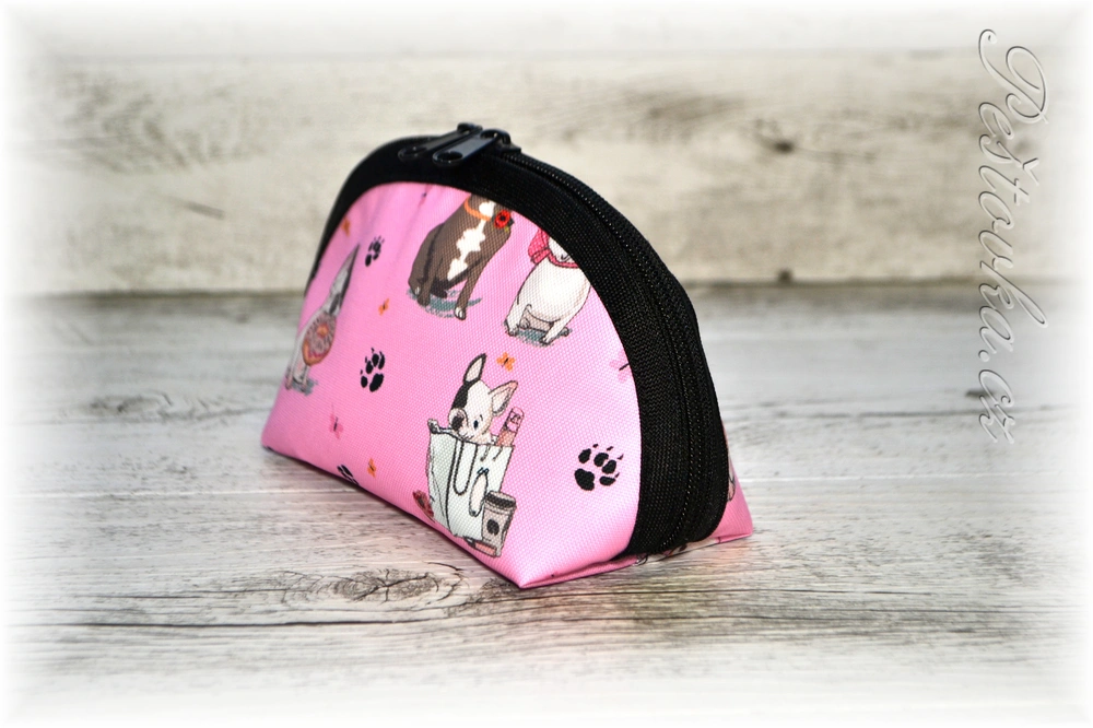 Peštovka kosmetická taštička RONDA *buldočci na růžové*