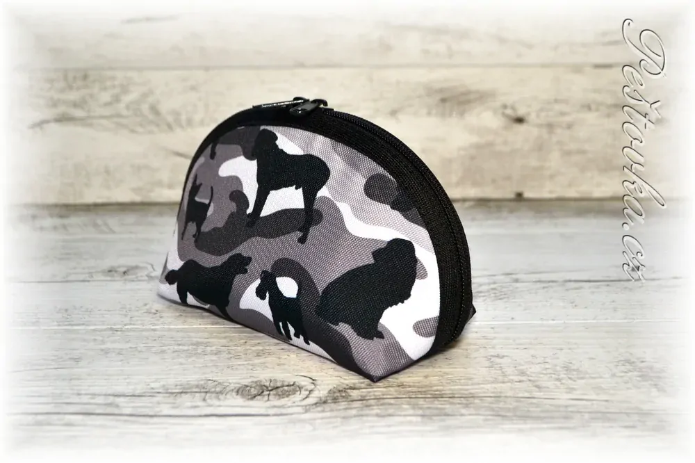 Peštovka kosmetická taštička RONDA *psi na šedém maskáči*