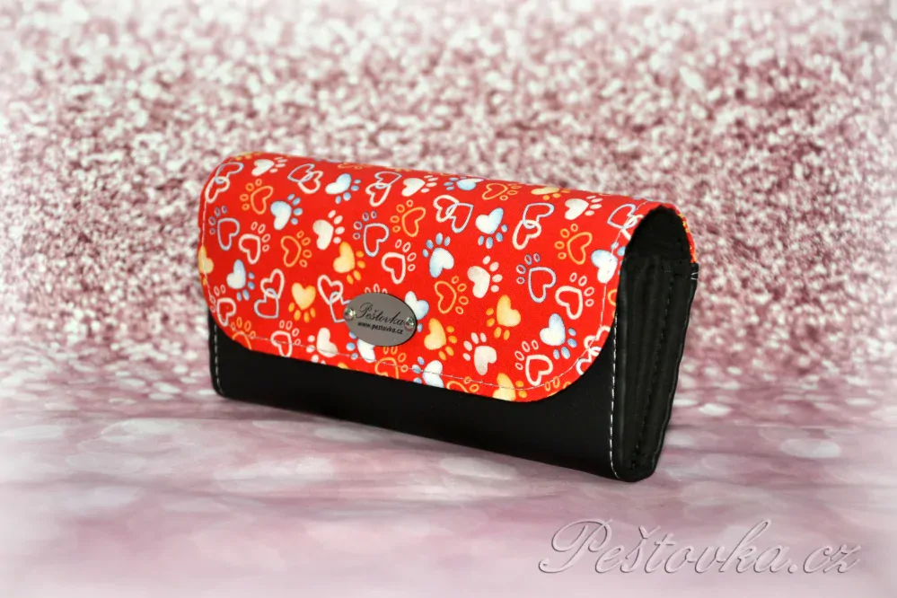 Peštovka Dámská elegantní peněženka *Paws - červená černá*