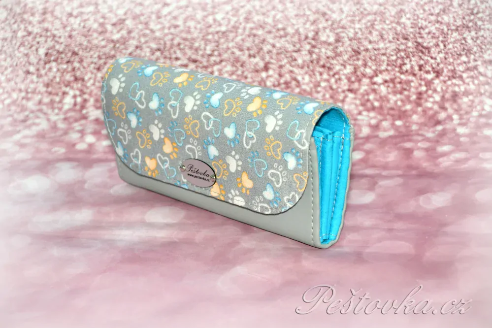Peštovka Dámská elegantní peněženka *Paws šedomodrá*