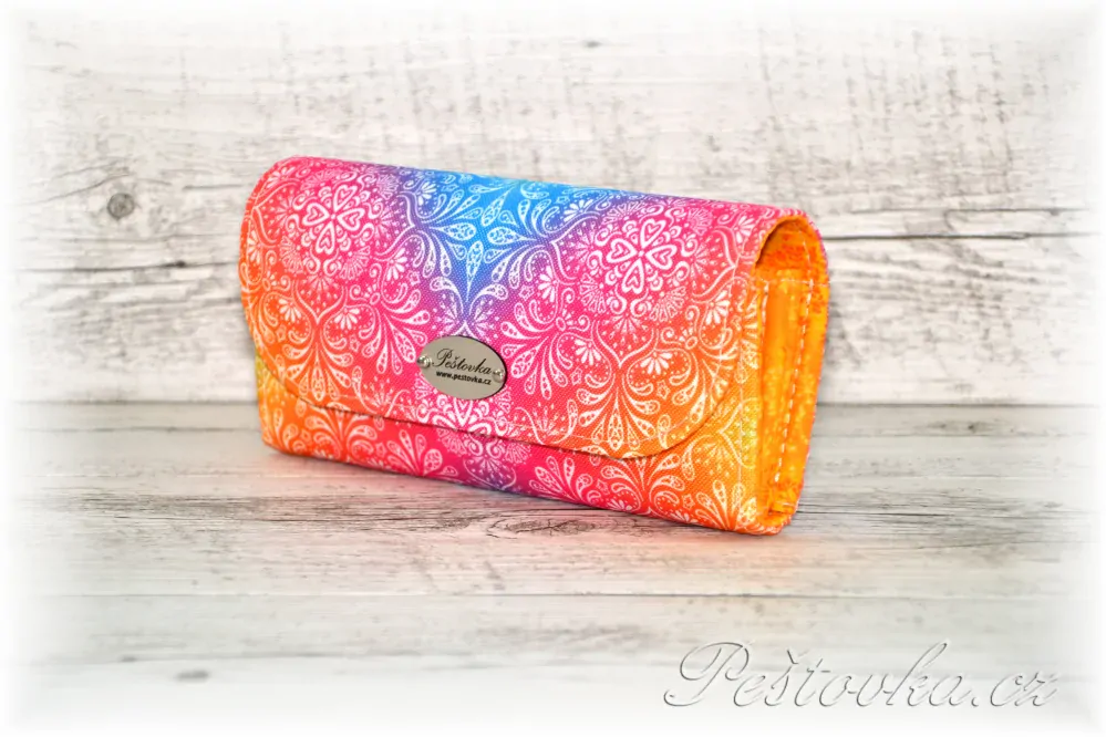 Peštovka Dámská elegantní peněženka *žlutorůžová duhovka*