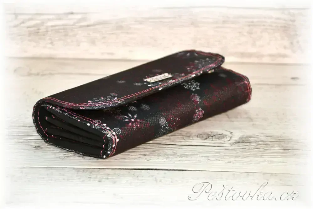 Peštovka Dámská elegantní peněženka *šedo-růžové mandaly*