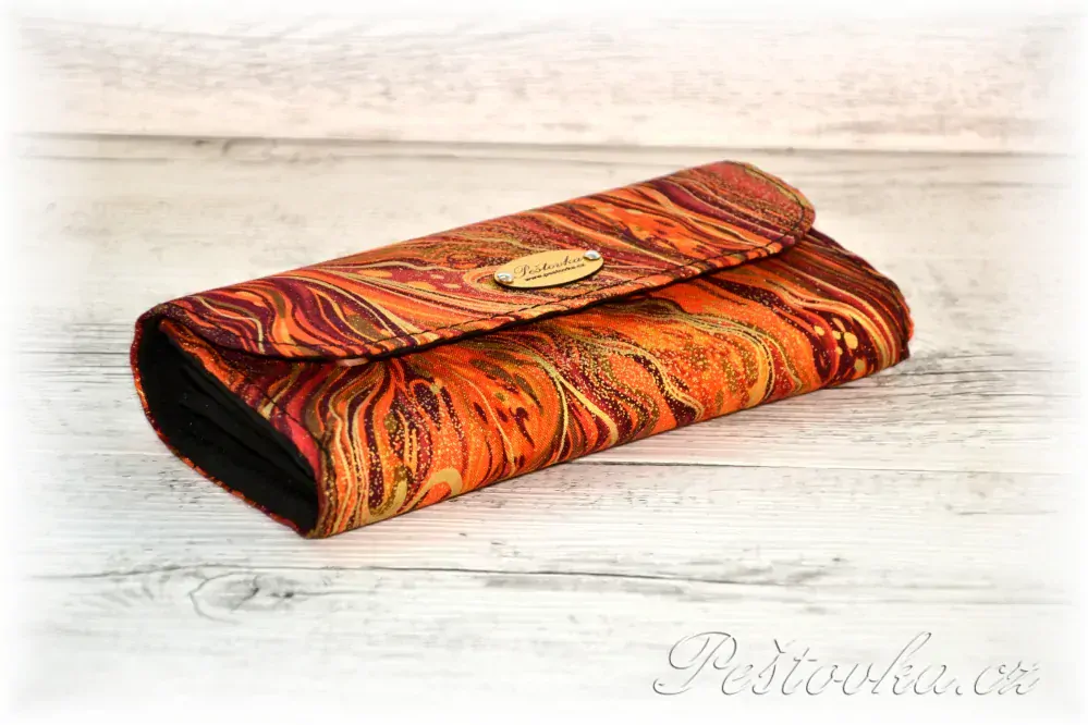 Peštovka Dámská elegantní peněženka *oranžový zlatotisk*