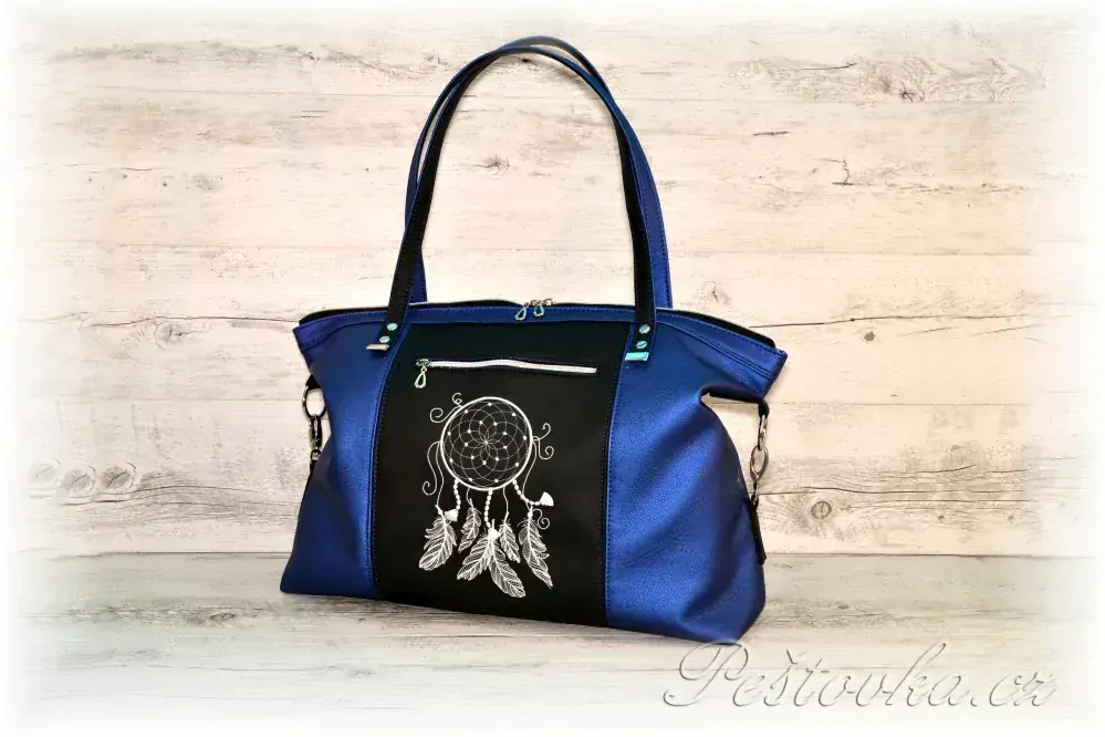 Peštovka - kabelka ANTONELLA *modro-černá s lapačem*