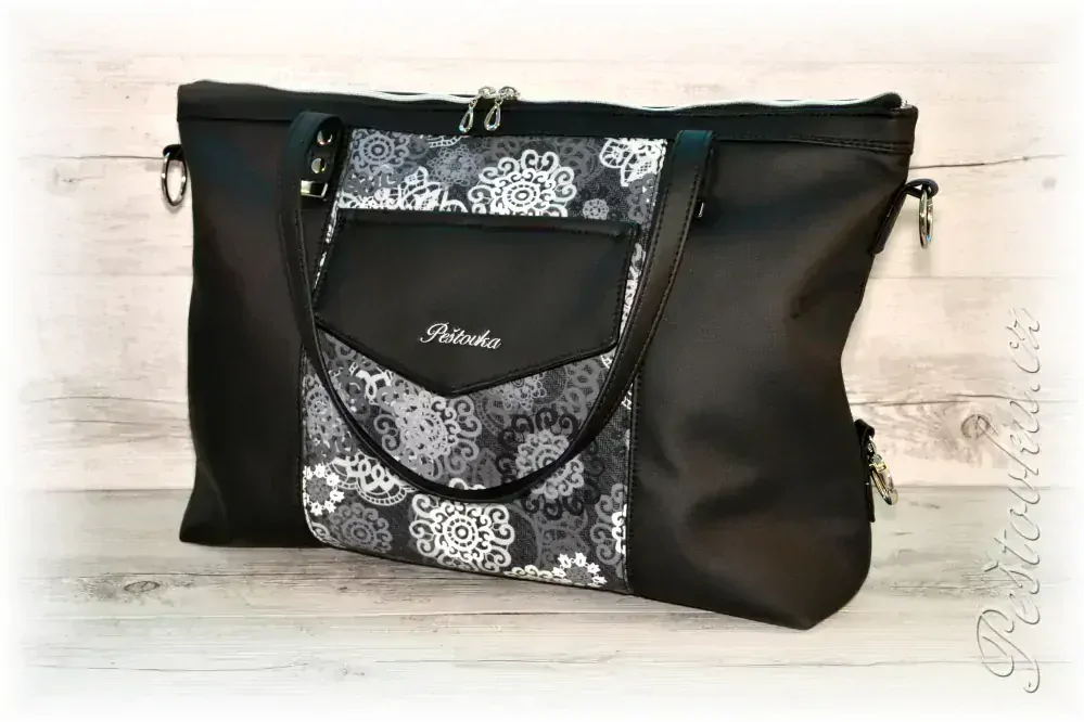 Peštovka - kabelka ANTONELLA *černo-šedá s mandalami*