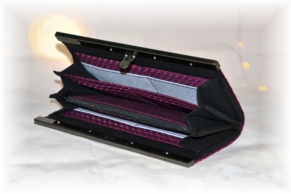 rámečková peněženka 19cm Peštovka *fialová broušená koženka*