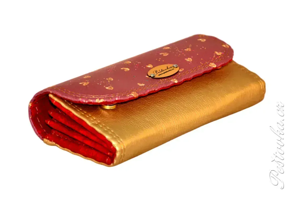 Peštovka Dámská elegantní peněženka *bordovo-zlatá*