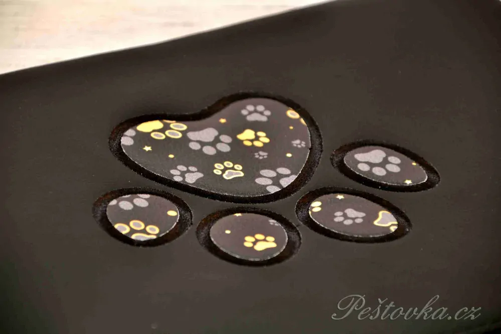 Peštovka - Pouzdro na průkazy původu A4 *černé s aplikací tlapky*