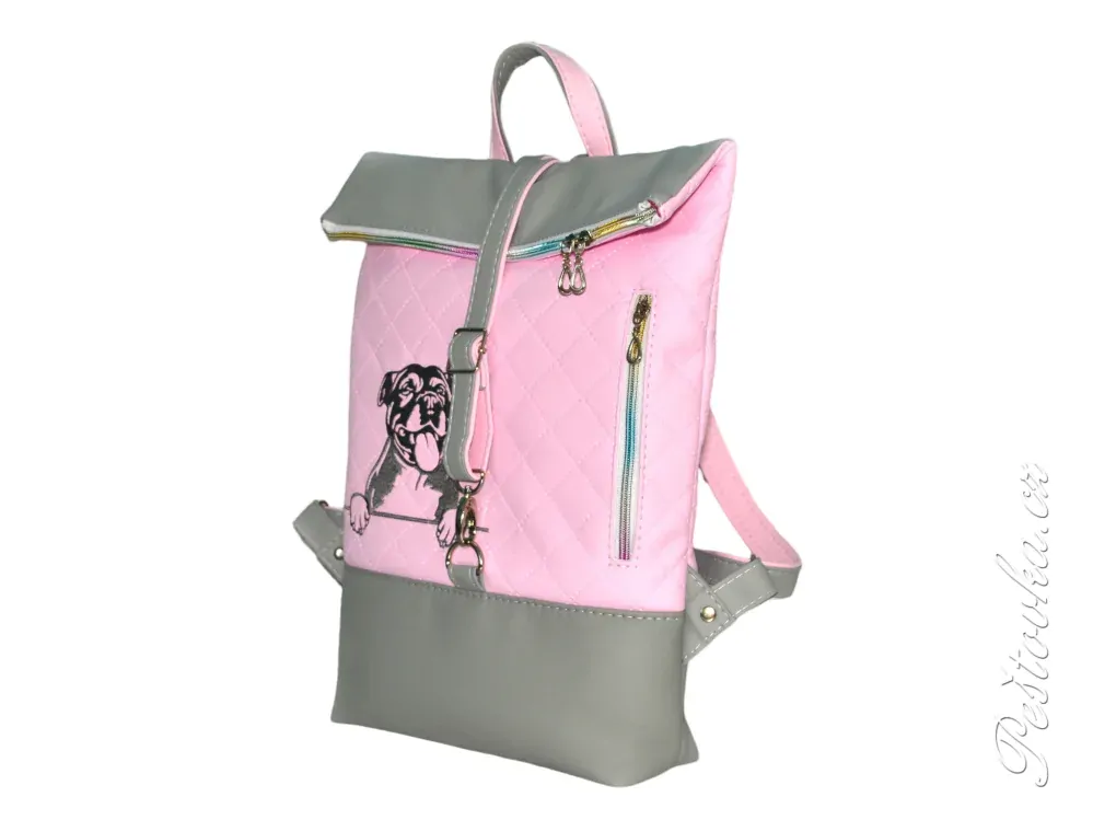 Peštovka Překlápěcí batoh Lucas *stafík* růžovo-šedý