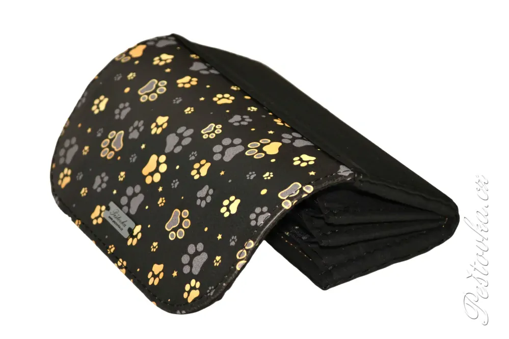 Peštovka Dámská elegantní peněženka zlatošedé tlapky s černou