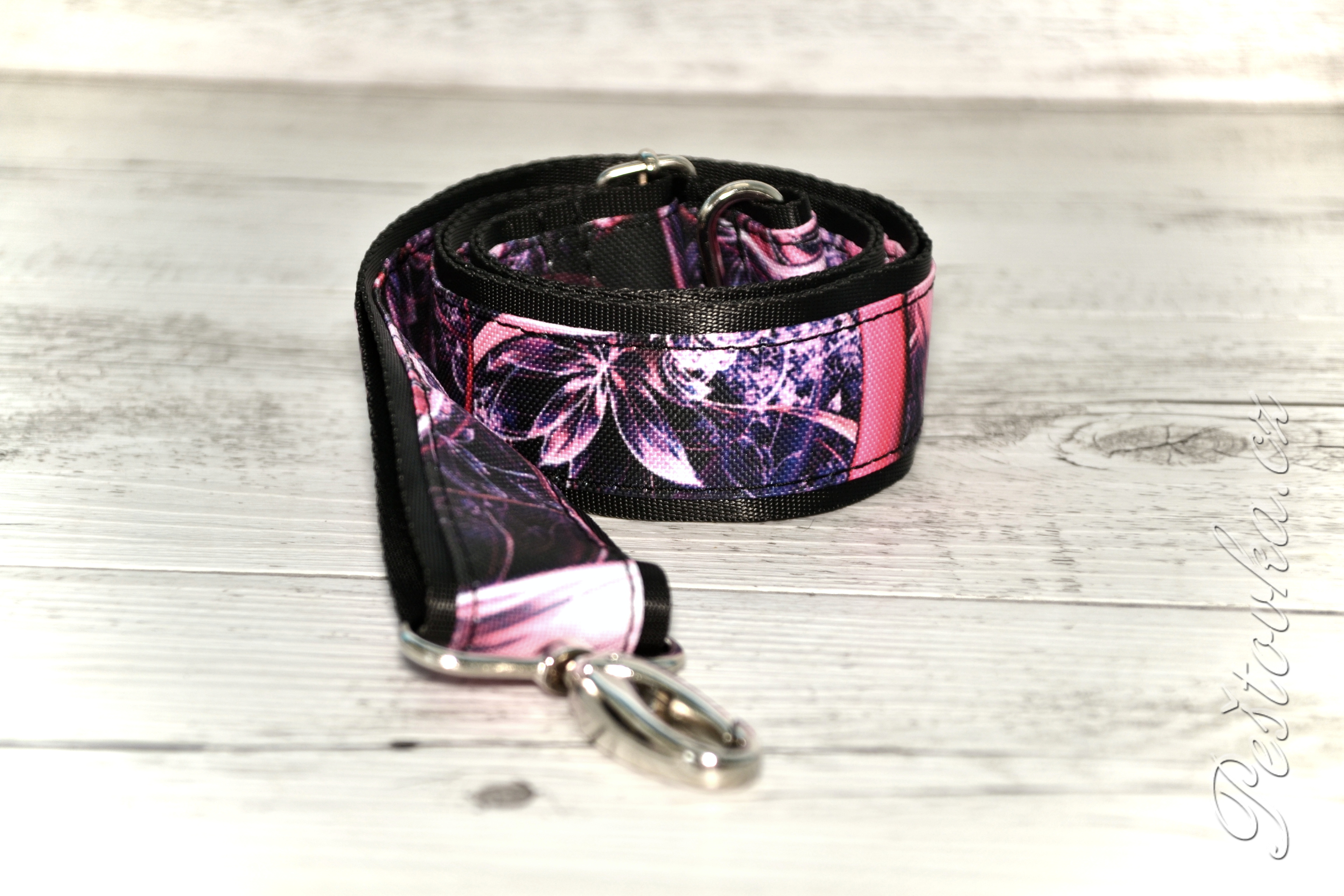 Peštovka - Náhradní barevný popruh ke kabelce * Růžové fraktály*