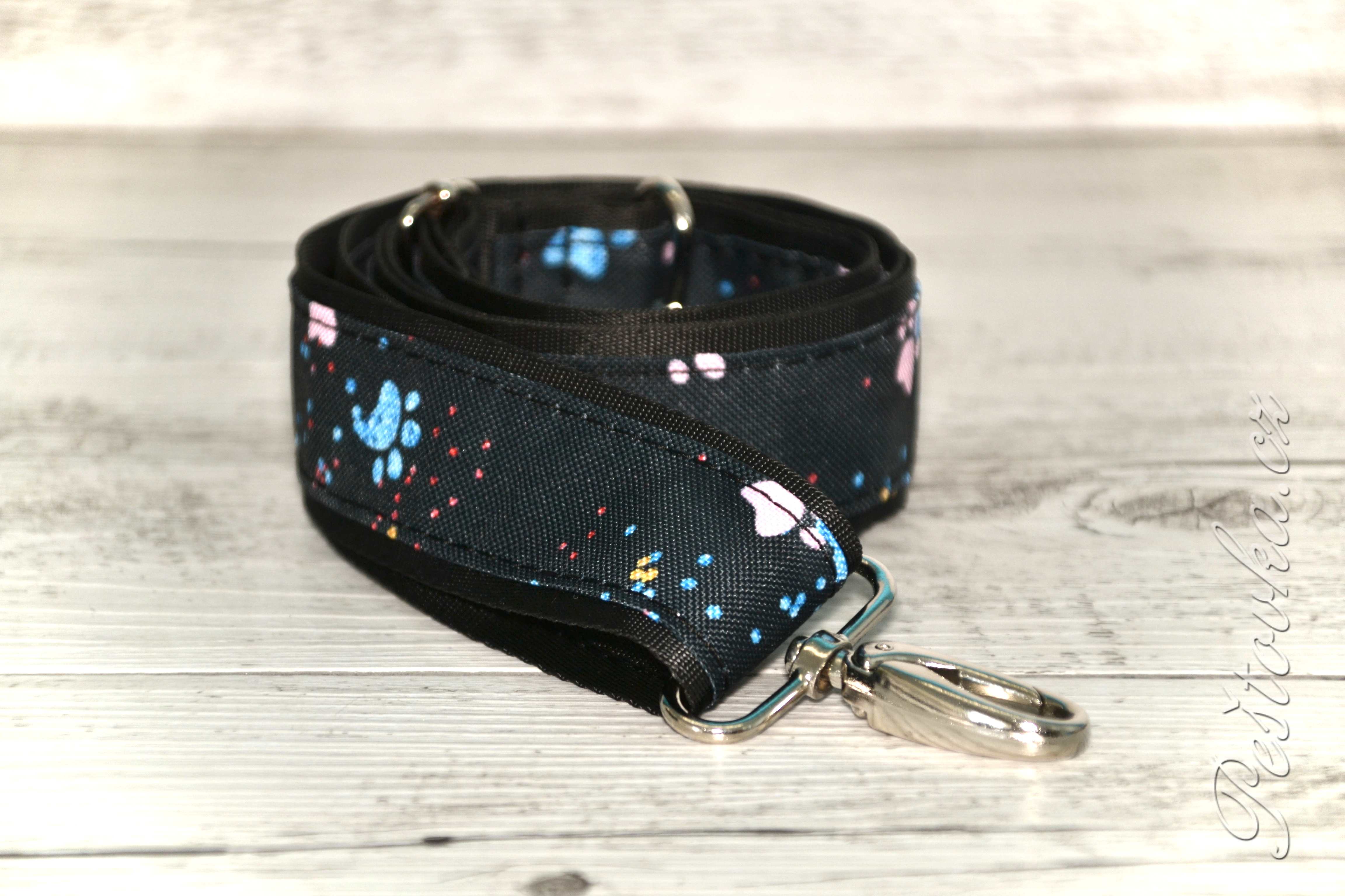 Peštovka - Náhradní barevný popruh ke kabelce * modro-růžové tlapky*