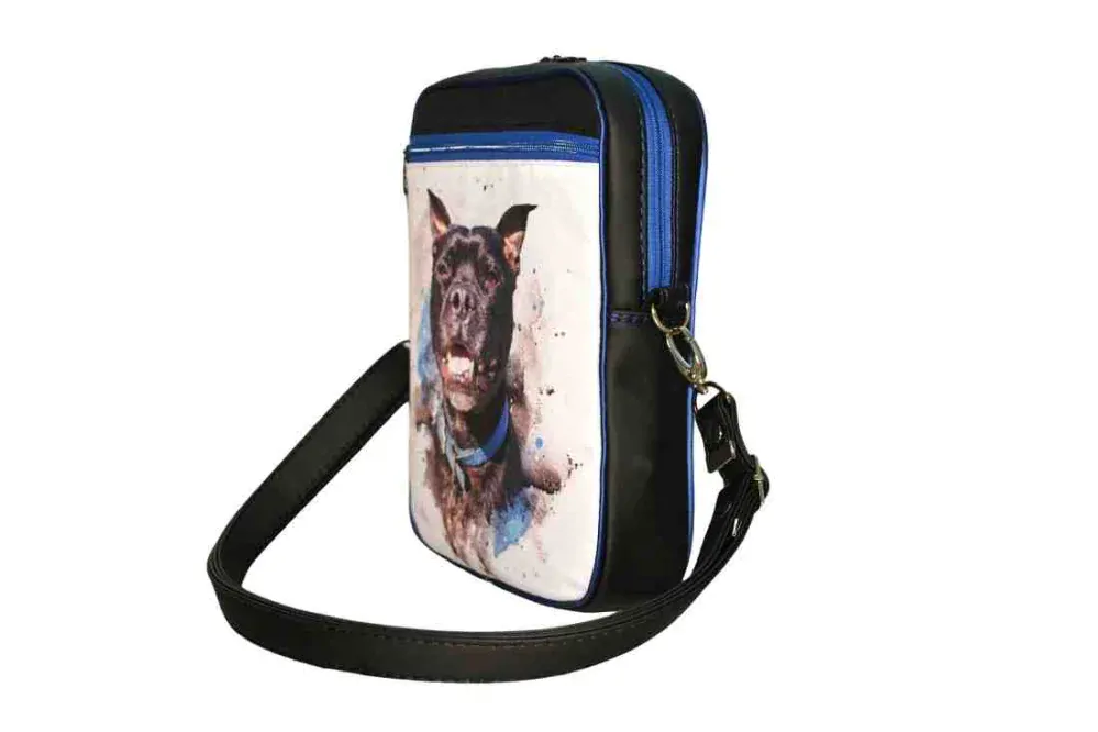 Peštovka pánská crossbody Oskar *černo-modrá se stafíkem*