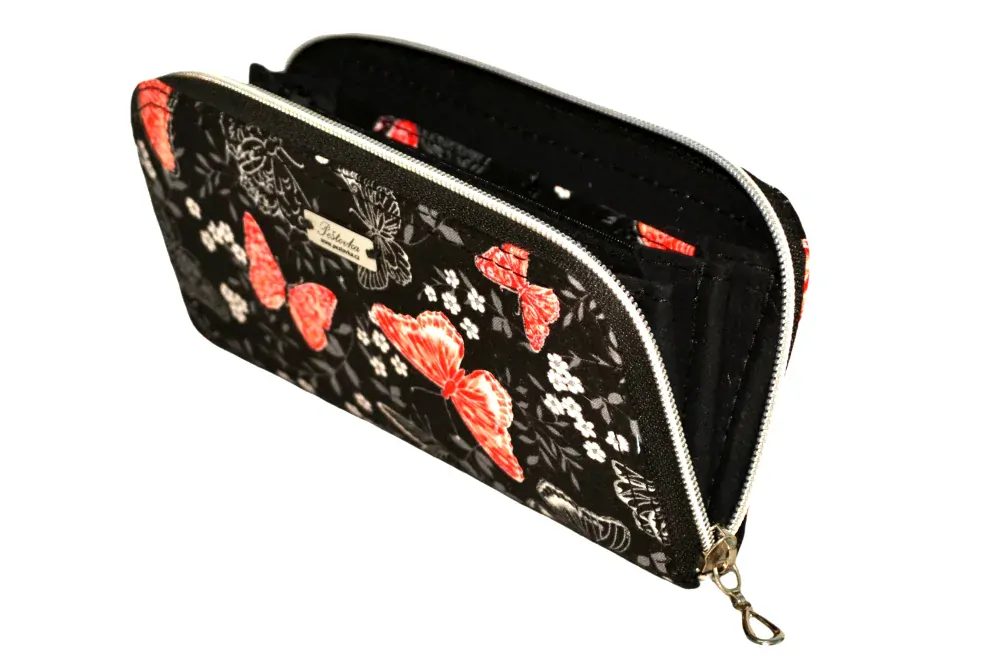 Peštovka Zipová peněženka *stříbrní motýlci*