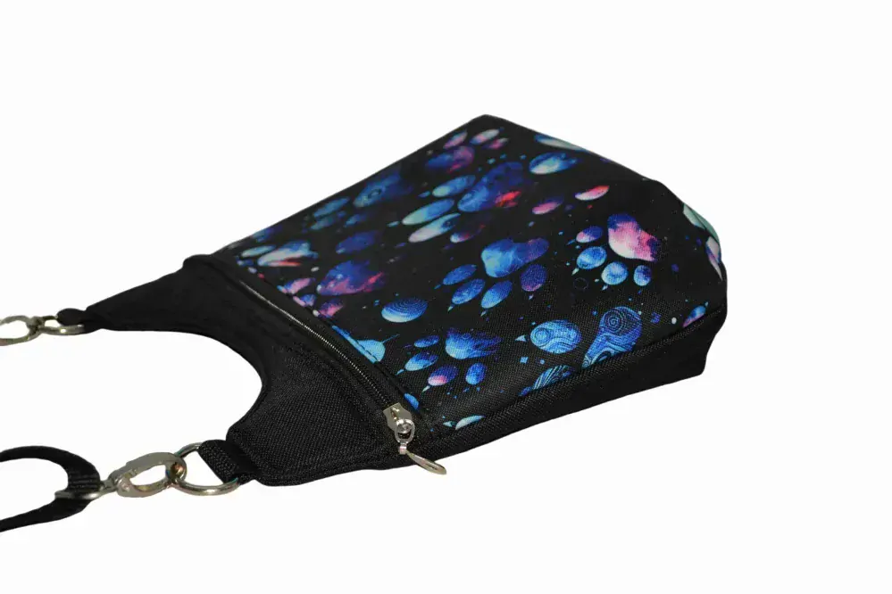 Peštovka - crossbody Alice *modré duhové tlapky*