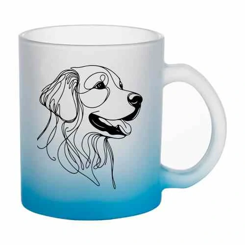 Hrnek skleněný MATNÝ 330 ml A+ barevný gradient *ZLATÝ RETRIEVER*