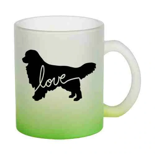 Hrnek skleněný MATNÝ 330 ml A+ barevný gradient *ZLATÝ RETRIEVER*