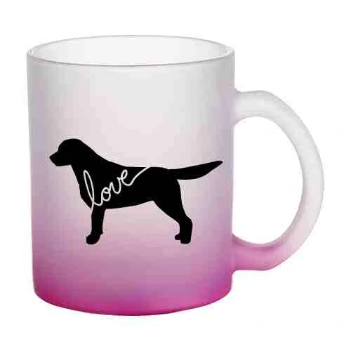 Hrnek skleněný MATNÝ 330 ml A+ barevný gradient *LABRADOR*