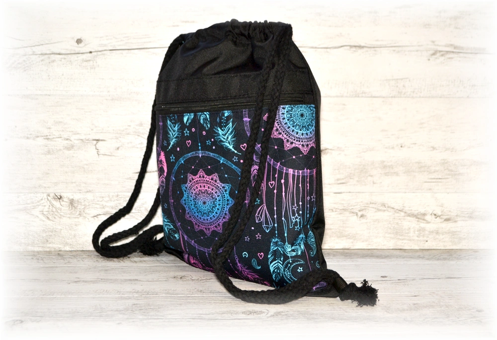 Peštovka Vak na záda *modro-růžové mandaly*