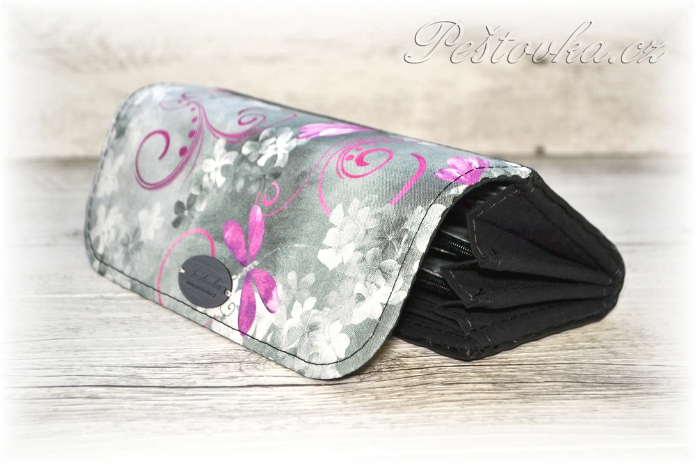 Peštovka Dámská elegantní peněženka *růžové vážky na šedé*