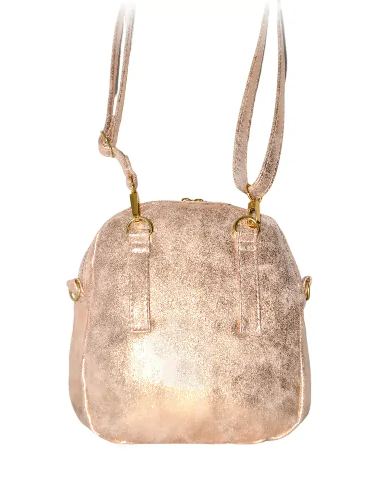 Taštička Lora - 3 způsoby nošení *metalická koženka růžové zlato*