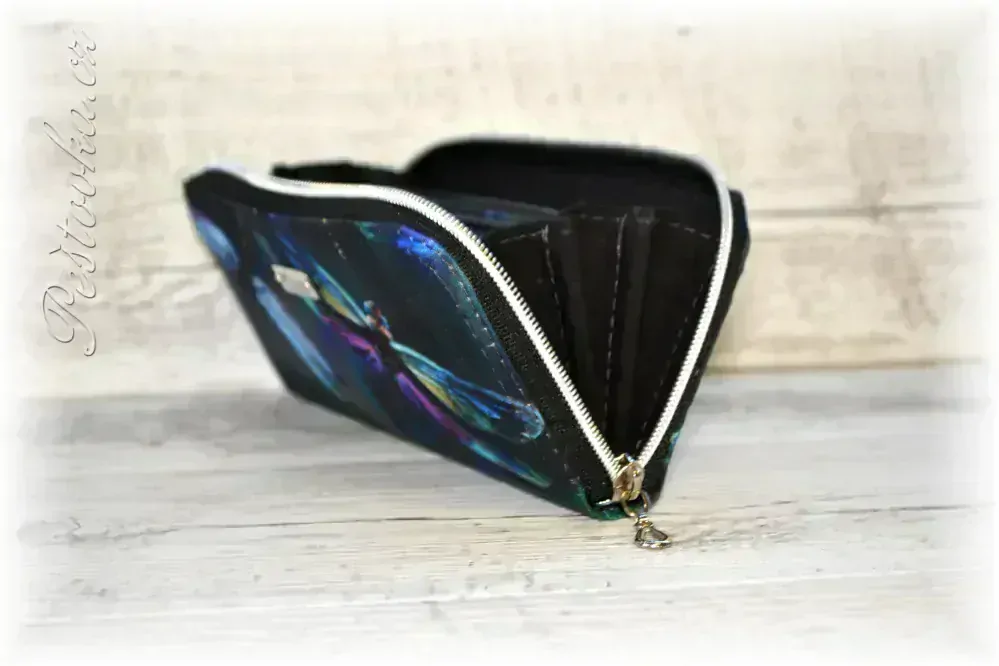 Peštovka Zipová peněženka vážky tmavomodré