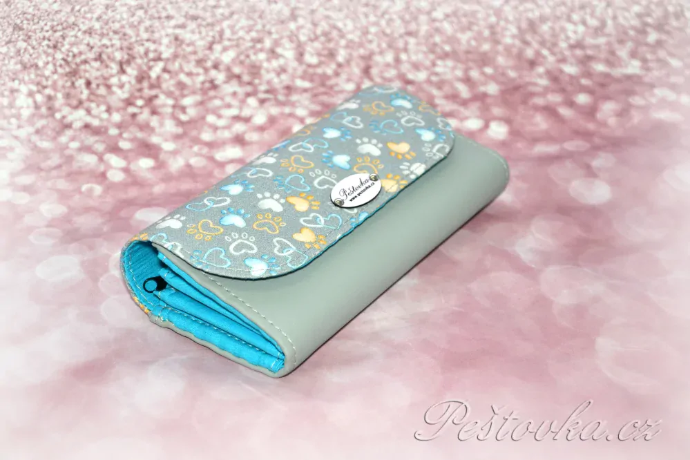 Peštovka Dámská elegantní peněženka *Paws šedomodrá*